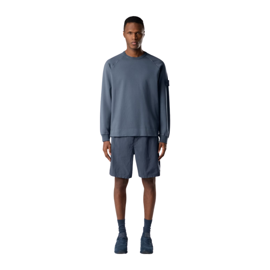 Sweat-shirt STONE ISLAND GHOST ras-du-cou coton bleu marine flammé