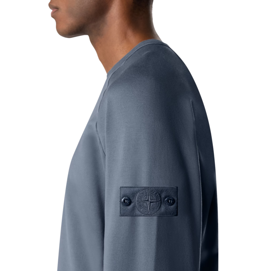 Sweat-shirt STONE ISLAND GHOST ras-du-cou coton bleu marine flammé