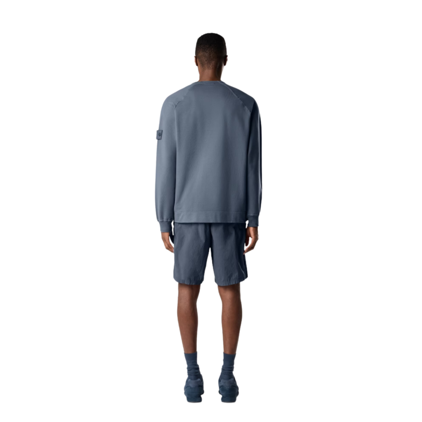 Sweat-shirt STONE ISLAND GHOST ras-du-cou coton bleu marine flammé