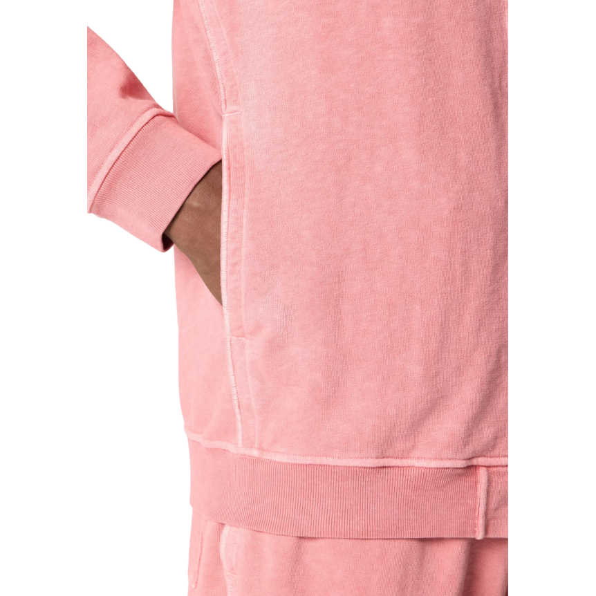 Sweat-shirt zippé STONE ISLAND capuche molleton coton flammé rose