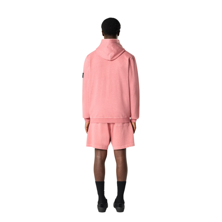 Sweat-shirt zippé STONE ISLAND capuche molleton coton flammé rose