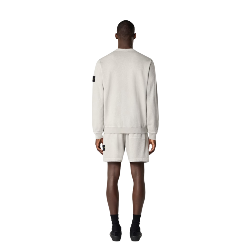 Sweat-shirt STONE ISLAND ras-du-cou coton flammé gris perle