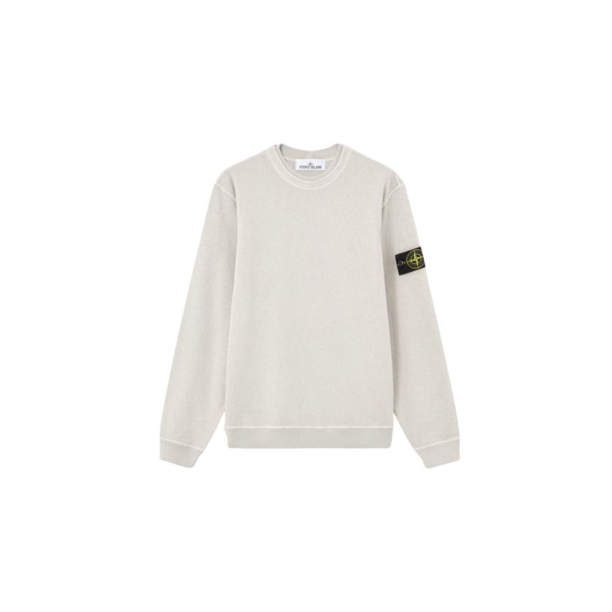 Sweat-shirt STONE ISLAND ras-du-cou coton flammé gris perle
