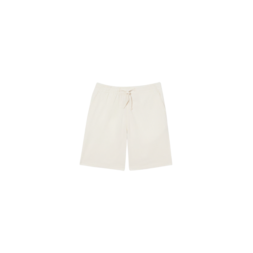 Short LACOSTE seersucker coton rayures jaune blanc