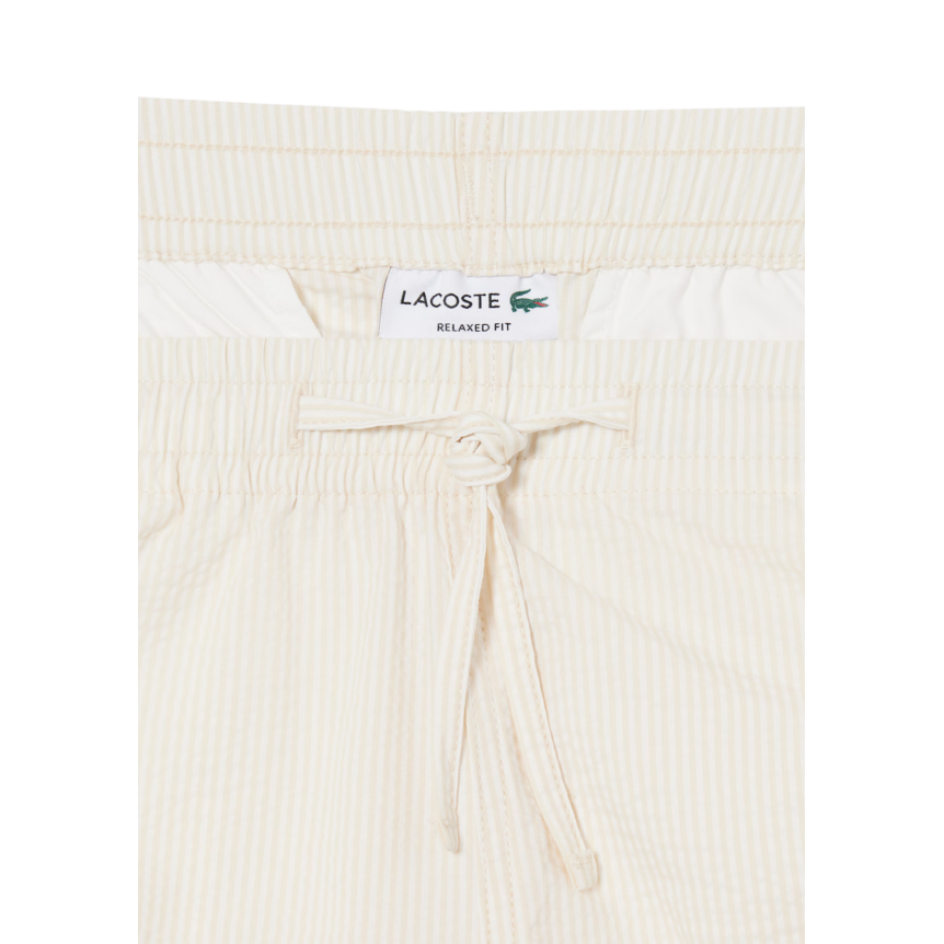 Short LACOSTE seersucker coton rayures jaune blanc