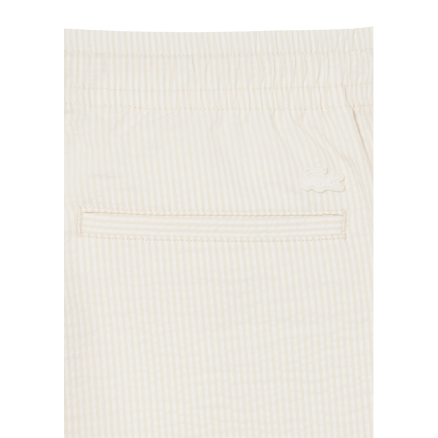 Short LACOSTE seersucker coton rayures jaune blanc