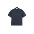 Chemise manche courte seersucker coton rayures noir gris