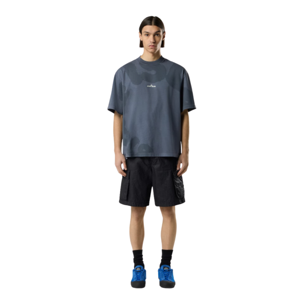 T-shirt STONE ISLAND manche courte jersey coton bio peigné gris imprimé Whirlwind Type