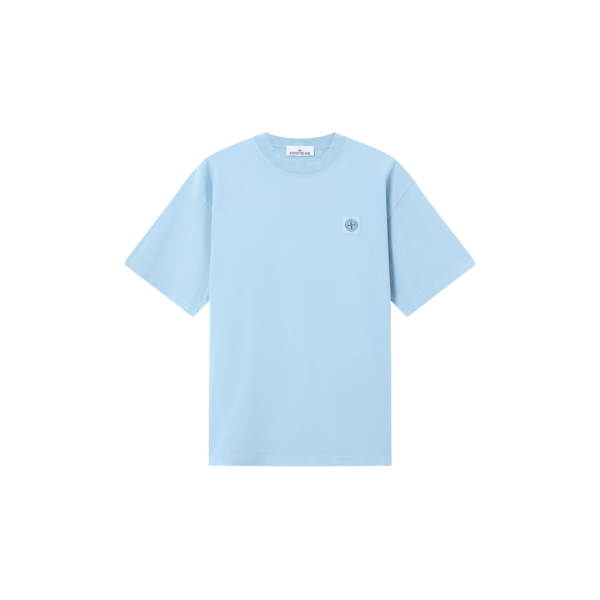 T-shirt STONE ISLAND manche courte jersey coton bio bleu ciel boussole dos