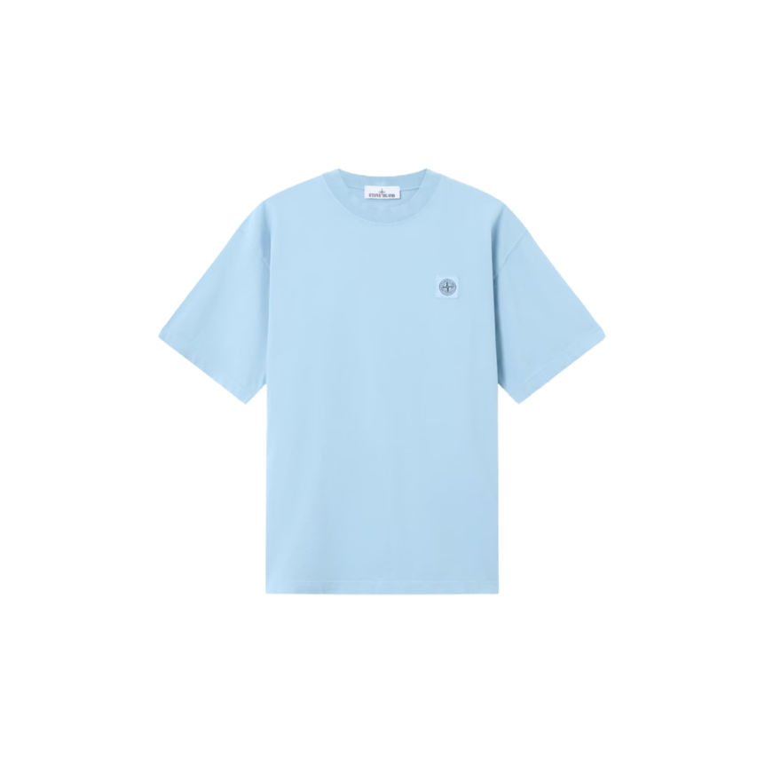 T-shirt STONE ISLAND manche courte jersey coton bio bleu ciel boussole dos