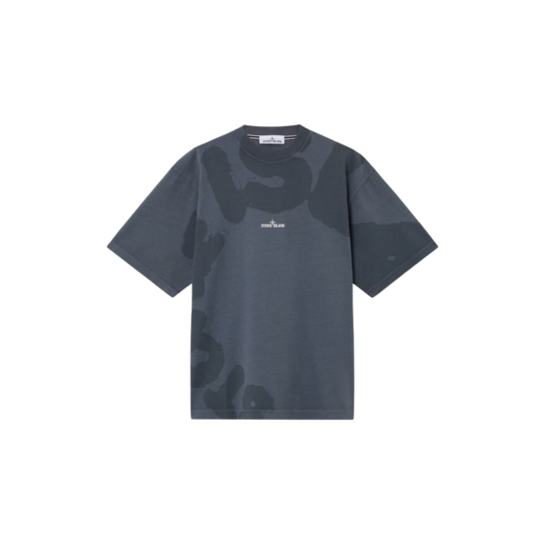 T-shirt STONE ISLAND manche courte jersey coton bio peigné gris imprimé Whirlwind Type
