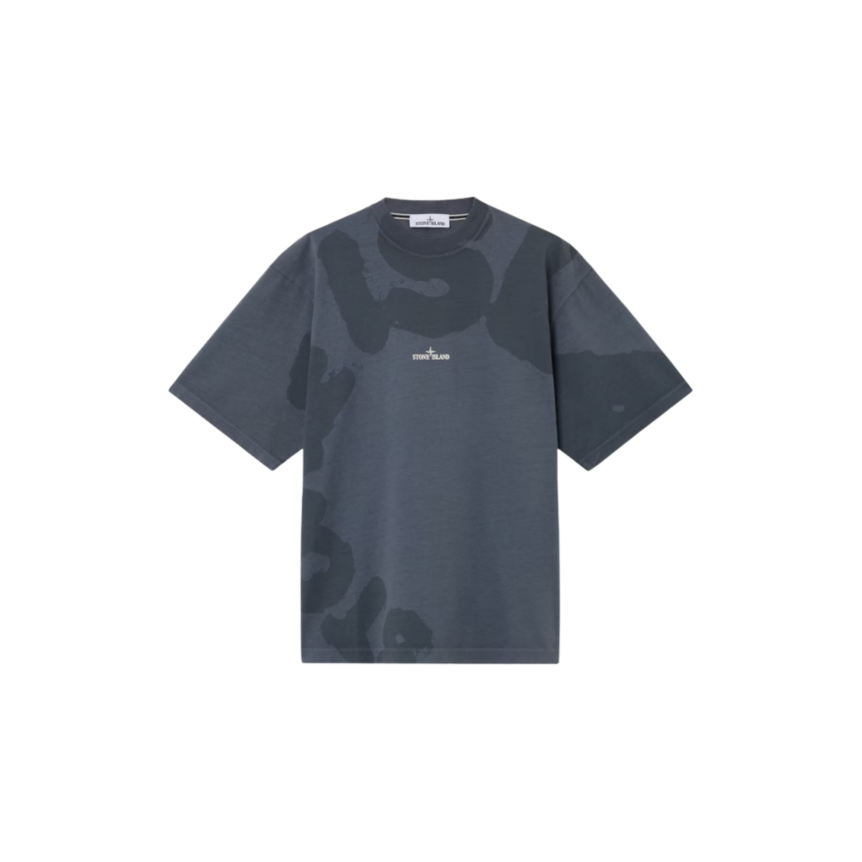 T-shirt STONE ISLAND manche courte jersey coton bio peigné gris imprimé Whirlwind Type