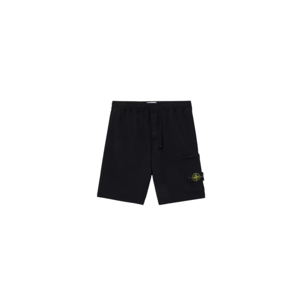 Short de jogging STONE ISLAND molleton coton bio noir poche cargo