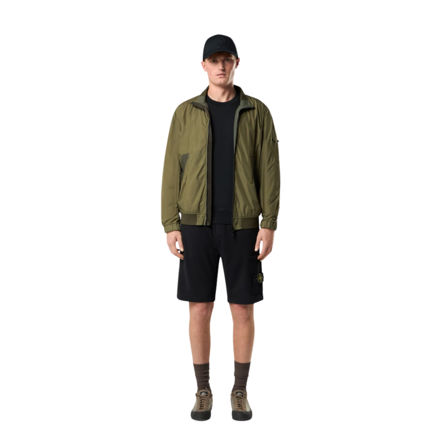 Short de jogging STONE ISLAND molleton coton bio noir poche cargo