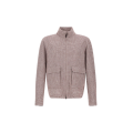 Blouson Bomber zippé col montant lin et coton pied de poule marron