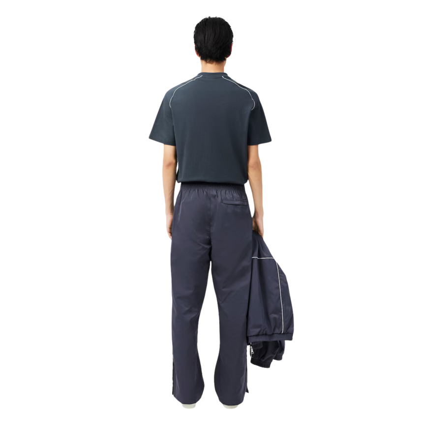 Pantalon de survêtement jogging LACOSTE relaxed fit gris anthracite liseret blanc