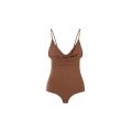 Maillot de bain une pièce marron bretelle perle