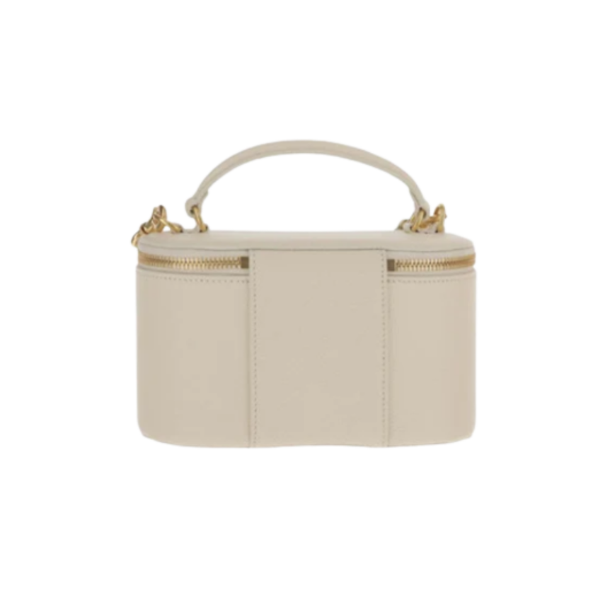 Mini sac vanity-case V Logo Signature en cuir de veau grainé écru