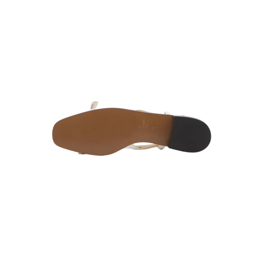 Ballerine à bride cheville VALENTINO cuir empiècement résille écru