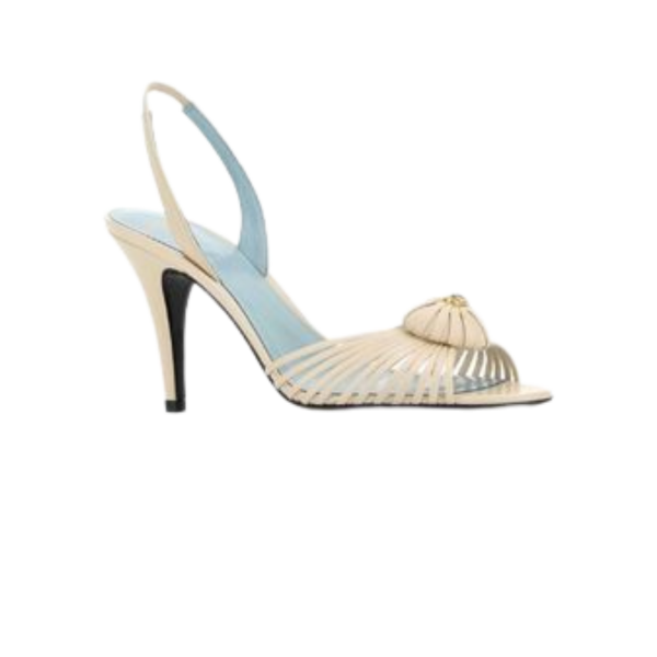 Sandales talon à bride arrière VALENTINO Valet Du Roi cuir beige coeur