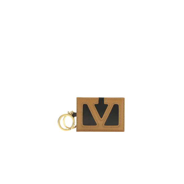 Porte clé VALENTINO Viva superstar cuir noir V camel