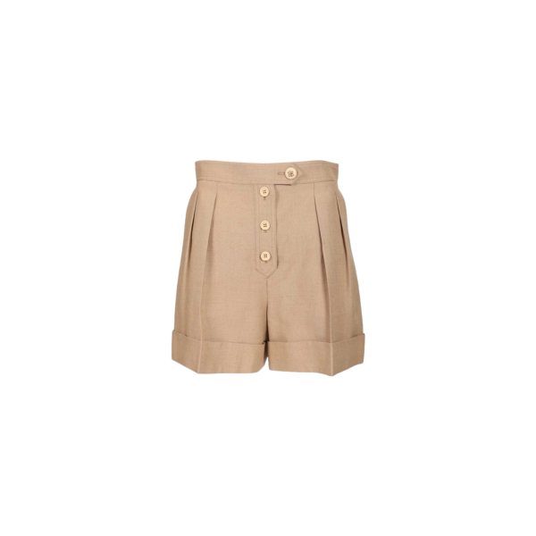 Short VALENTINO lin camel bouton doré gros revers