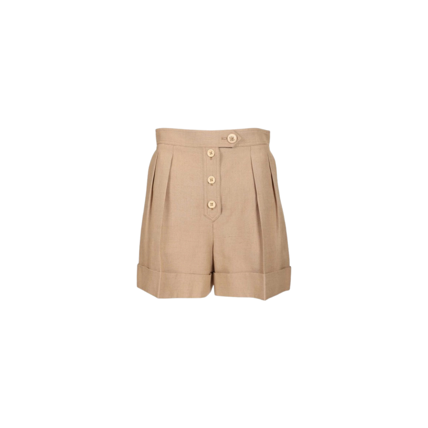 Short VALENTINO lin camel bouton doré gros revers