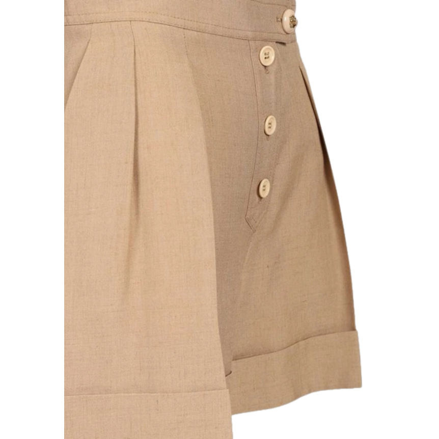 Short VALENTINO lin camel bouton doré gros revers