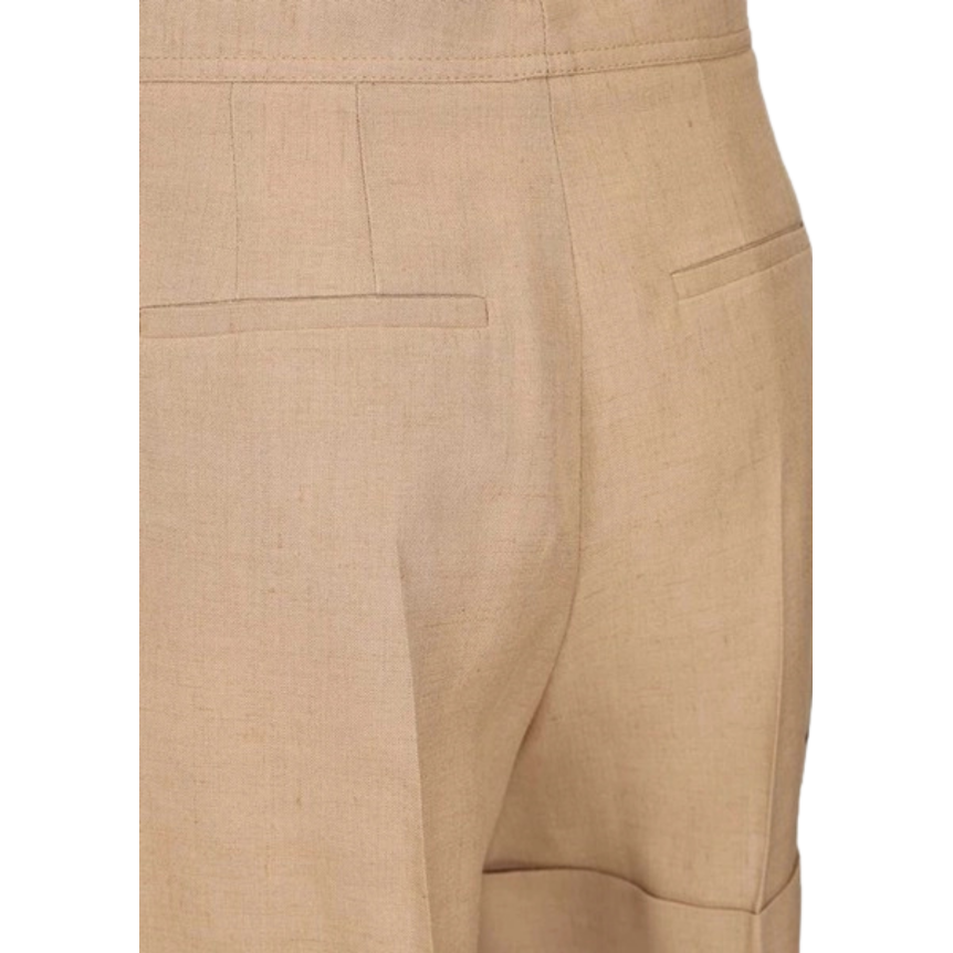 Short VALENTINO lin camel bouton doré gros revers