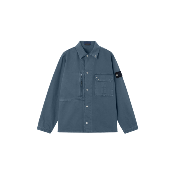Surchemise bouton pression multi poches denim coton léger bleu indigo