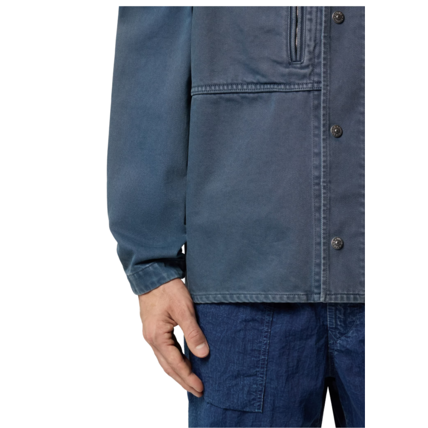 Surchemise bouton pression multi poches denim coton léger bleu indigo