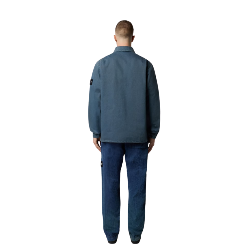 Surchemise bouton pression multi poches denim coton léger bleu indigo