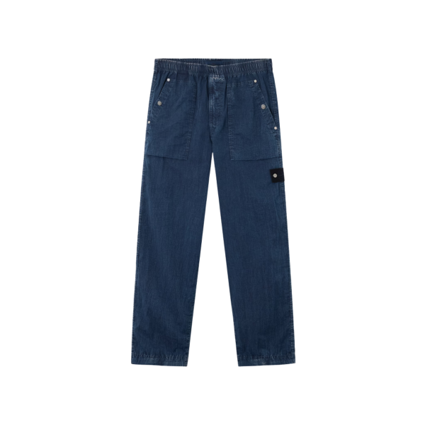 Pantalon ample STONE ISLAND nylon bleu jeans taille élastique cordon
