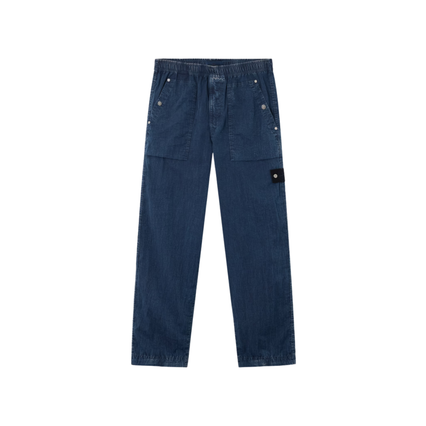 Pantalon ample STONE ISLAND nylon bleu jeans taille élastique cordon