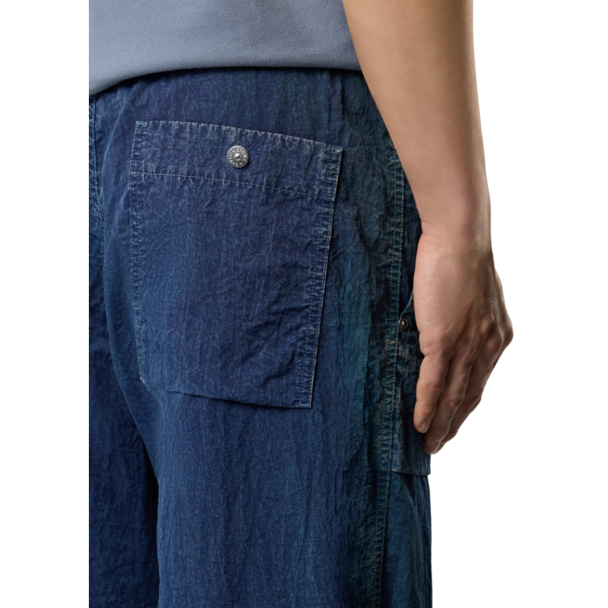 Pantalon ample STONE ISLAND nylon bleu jeans taille élastique cordon