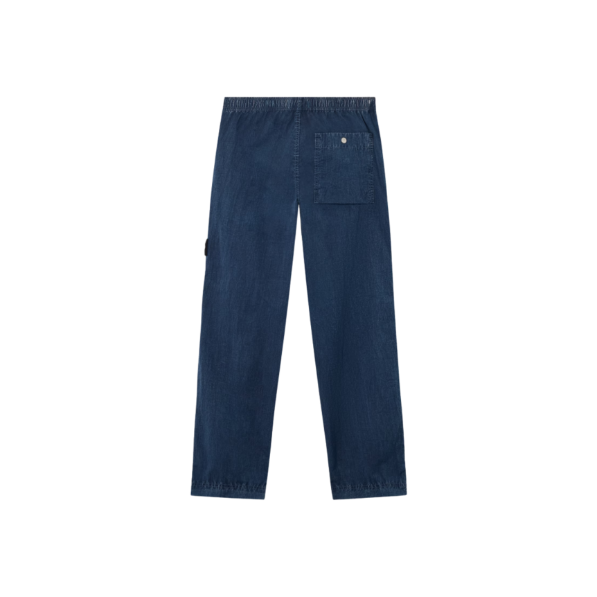 Pantalon ample STONE ISLAND nylon bleu jeans taille élastique cordon