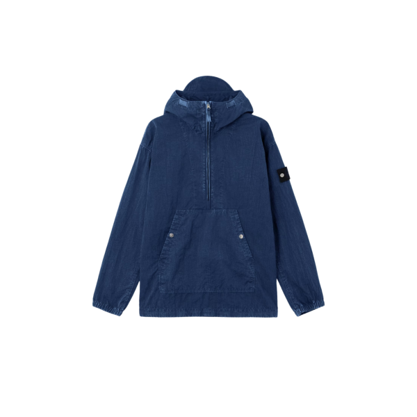 Blouson zippé à capuche STONE ISLAND Anorak nylon déperlant bleu jeans