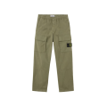 Pantalon cargo ample taille élastique sergé coton bio vert kaki
