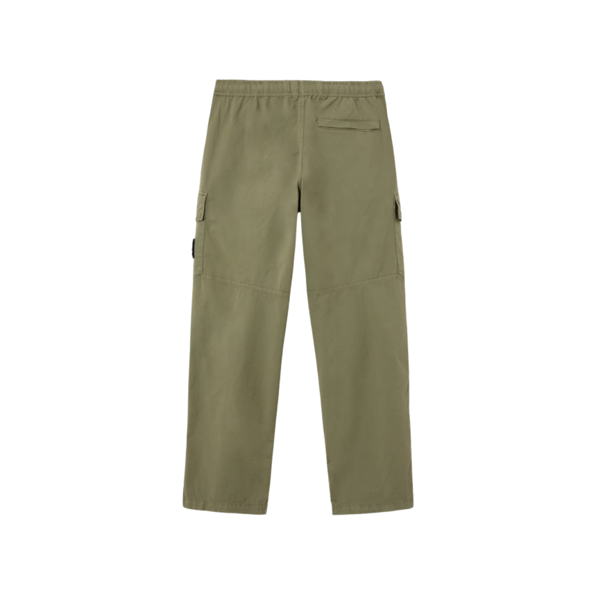 Pantalon cargo ample STONE ISLAND taille élastique sergé coton bio vert kaki