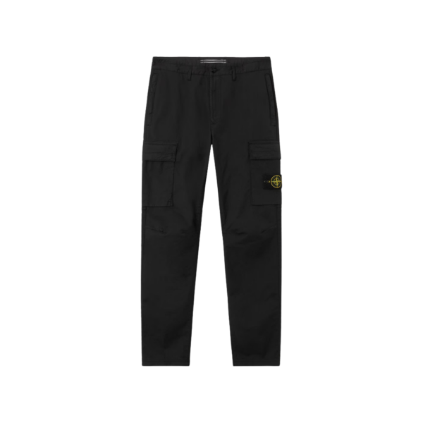 Pantalon cargo STONE ISLAND fuselé regular sergé coton extensible noir