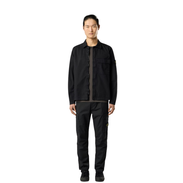 Pantalon cargo STONE ISLAND fuselé regular sergé coton extensible noir