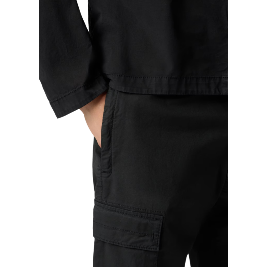 Pantalon cargo STONE ISLAND fuselé regular sergé coton extensible noir