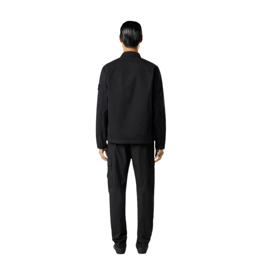 Pantalon cargo STONE ISLAND fuselé regular sergé coton extensible noir