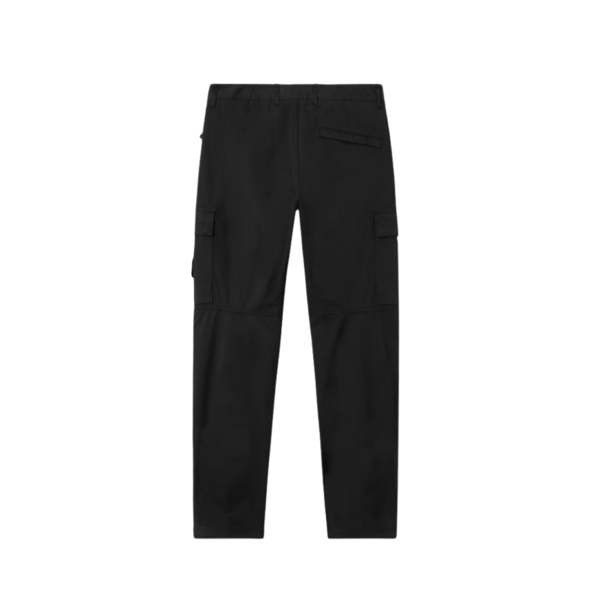Pantalon cargo STONE ISLAND fuselé regular sergé coton extensible noir