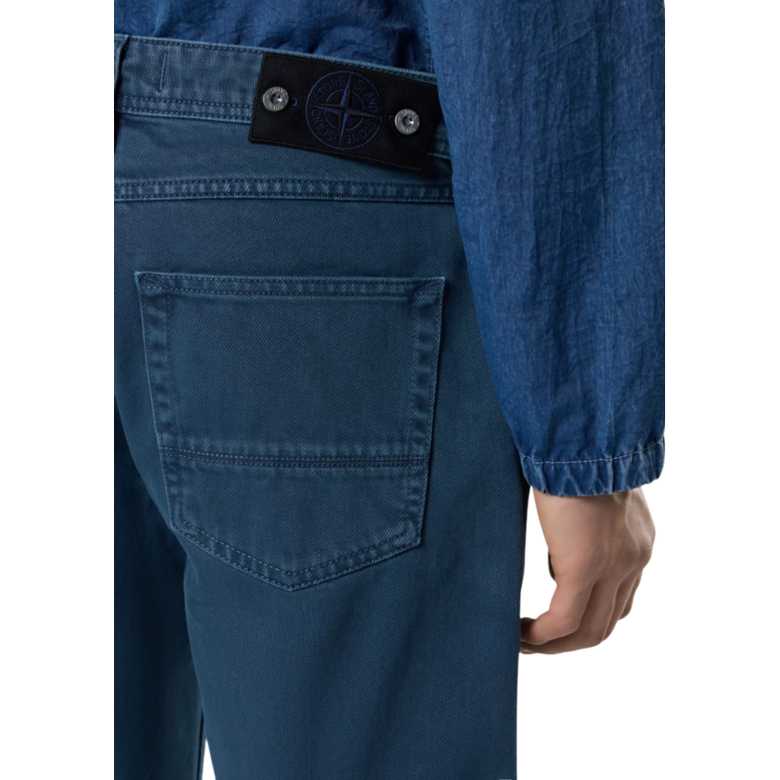 Jean droit regular STONE ISLAND cinq poches coton denim léger bleu indigo
