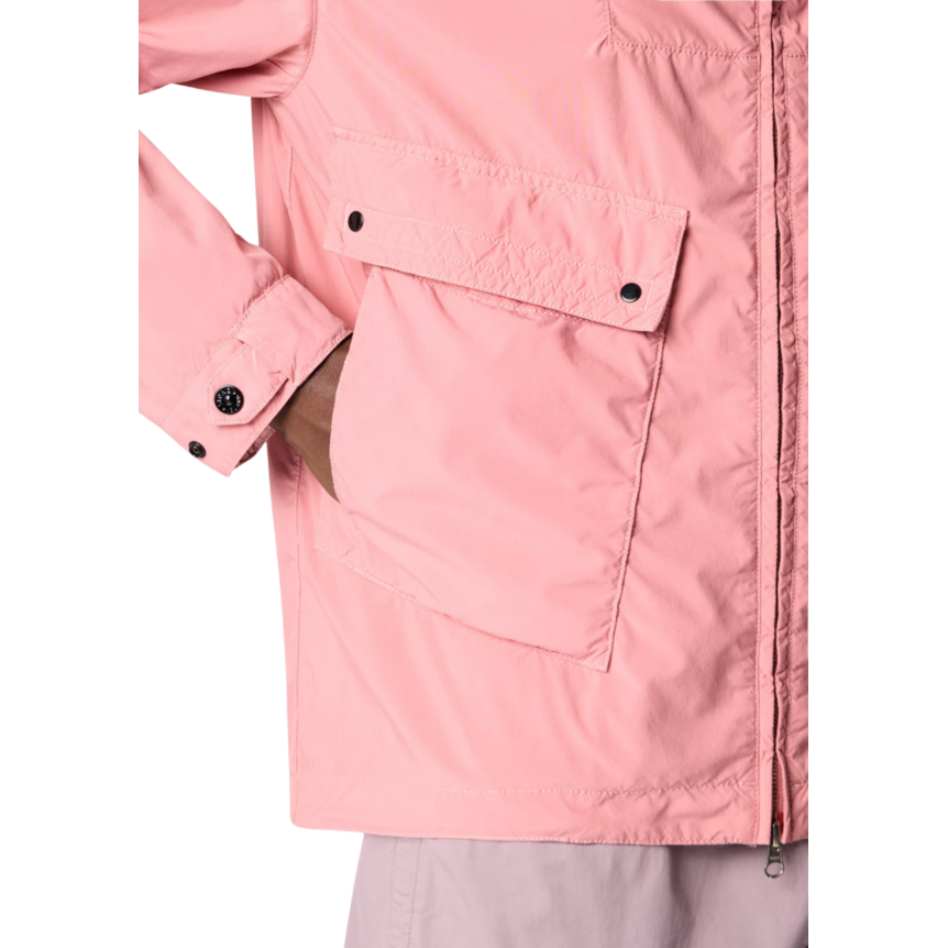 Blouson zippé STONE ISLAND veste à capuche polyester  déperlant doux rose Light touch