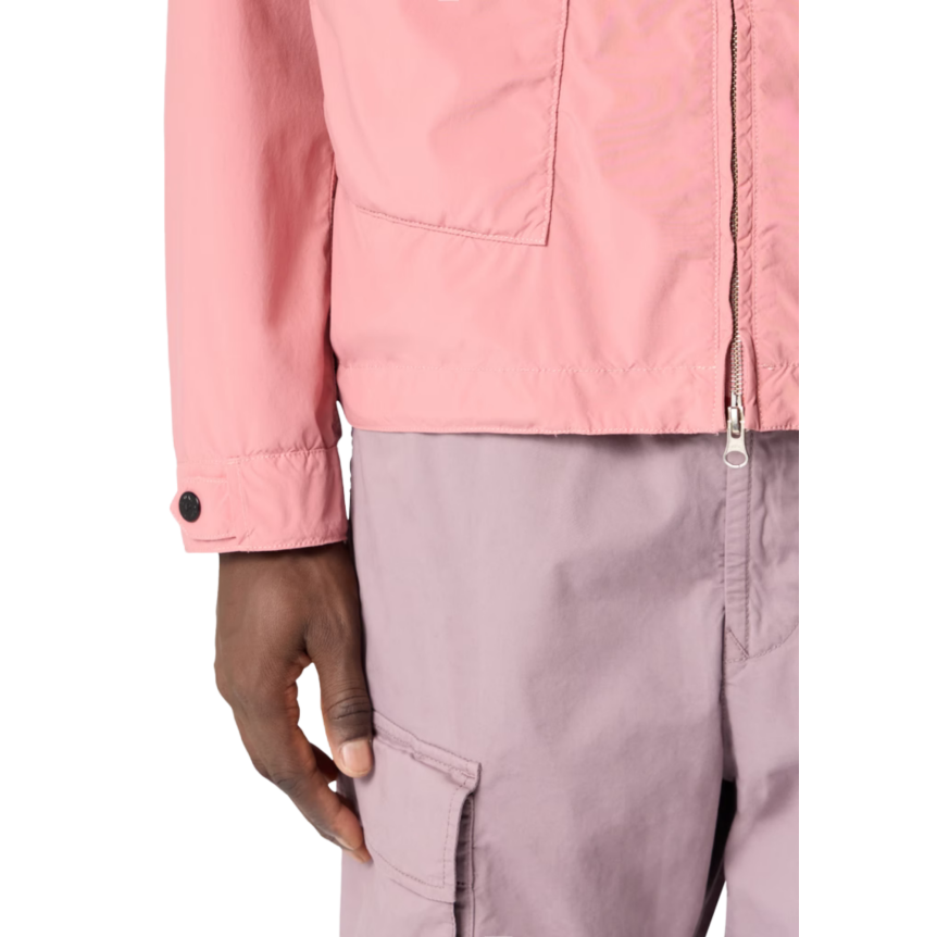 Blouson zippé STONE ISLAND veste à capuche polyester  déperlant doux rose Light touch