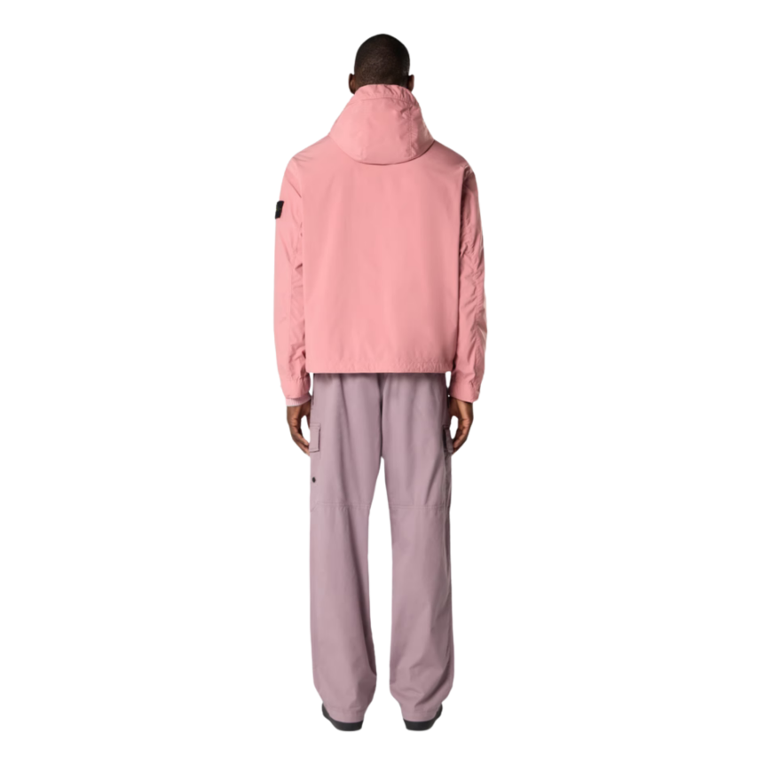 Blouson zippé STONE ISLAND veste à capuche polyester  déperlant doux rose Light touch
