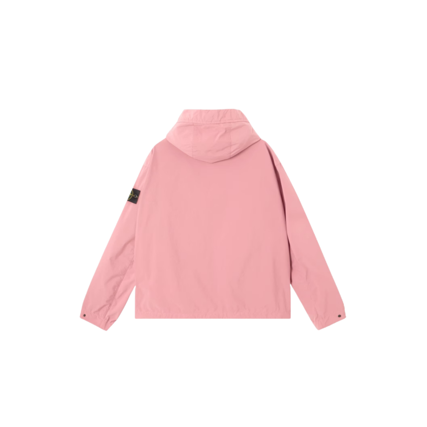 Blouson zippé STONE ISLAND veste à capuche polyester  déperlant doux rose Light touch