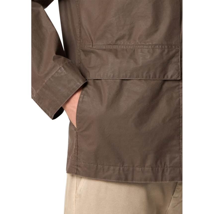 Veste saharienne STONE ISLAND toile de coton polyester enduite cire marron